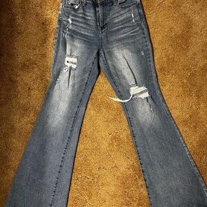 Altar'd State Gray Distressed Flare Jeans